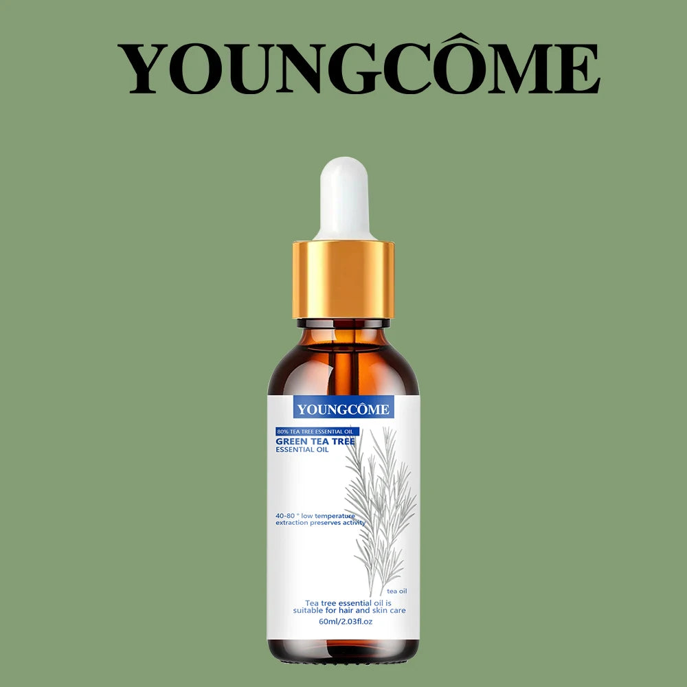 YOUNGCOME Pure Tea Tree Essential Oil - Green Tea Infused Natural Hair & Skin Care Solution for Daily Hydrating & Refreshing Car