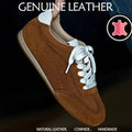 Genuine Leather Brown Suede Flat Loafers Shoes Woman Lace Up Leisure Wome Shoes Autumn Casual Comfort Vacation Lovers Shoes