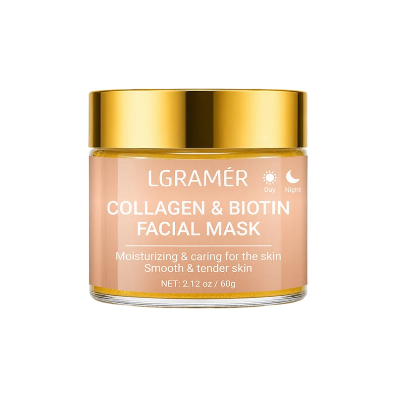 30g/60g/120g Collagen & Biotin Facial Mask,Day & Night Use, Moisturizing Hydrating, Make Skin Smooth Tender Daily Skin Care Mask