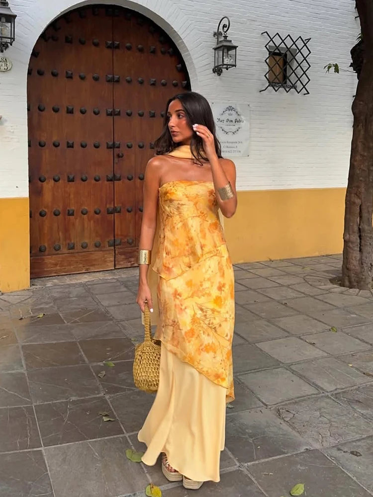 2026 Summer Elegant Maxi Slip Dress Twist Front Spaghetti Strap Slit Bohemian Wedding Guest Cocktail Party Vacation Women Gown