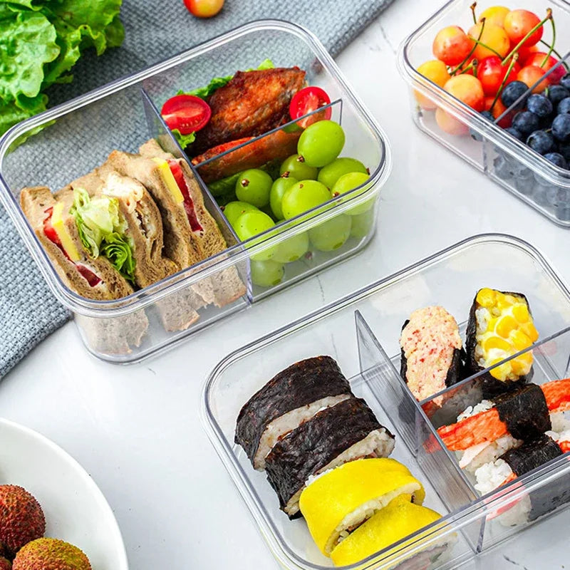 Portable Lunch Box for Kids School Microwave Transparent Bento Box with Compartments Salad Fruit Food Sealed Jar Container Box