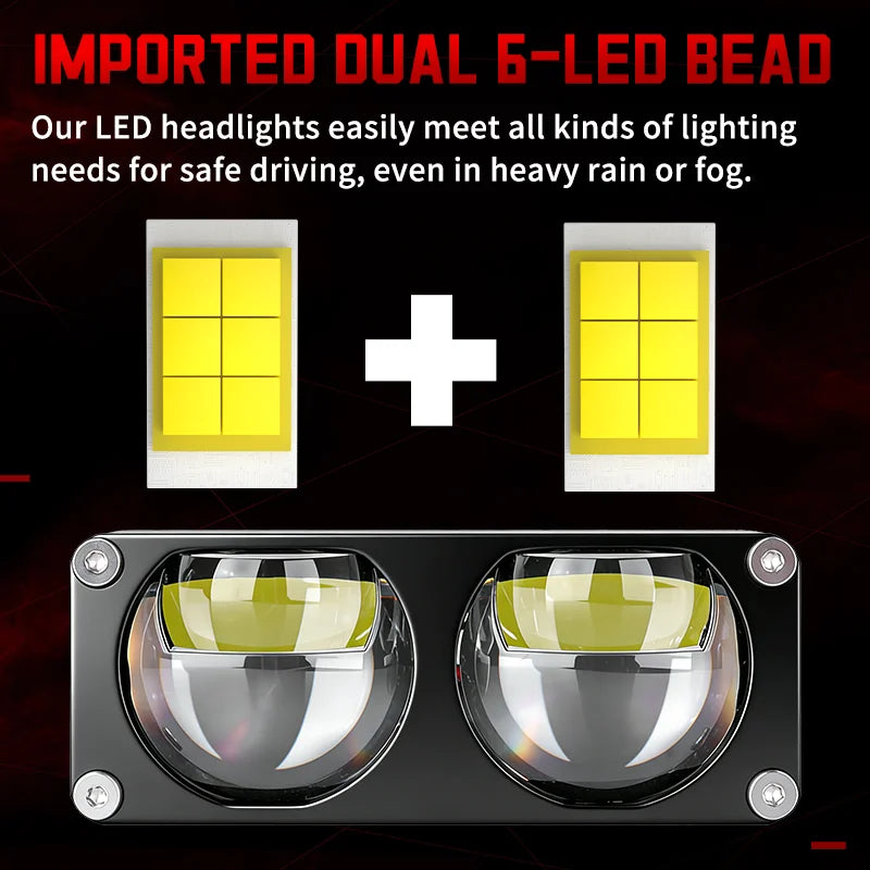 Car Headlights LED Grille Spotlight Projector Len Light 6000K 12V Super Bright Auxiliary Spotlight For Car Motorcycle SUV ATV