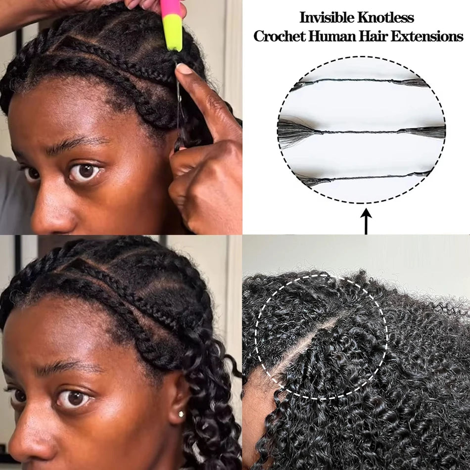 Highlight Honey Blonde Kinky Curly Human Hair Extensions For Braiding Knotless Pre-Separated Feather Crochet Human Hair Bundles