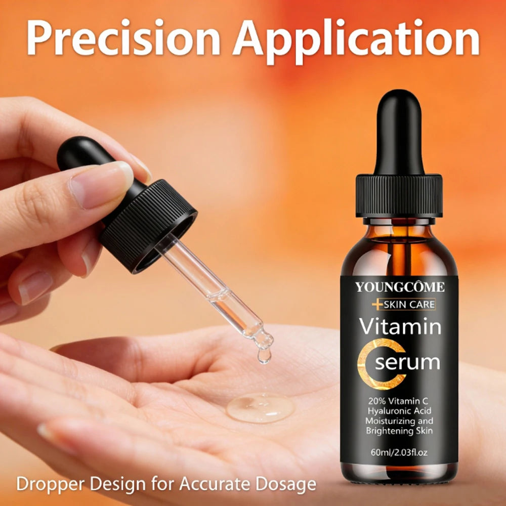 YOUNGCOME Vitamin C Hyaluronic Acid Serum - Daily Hydrating & Radiance-Boosting Facial Essence for All Skin Types 40/60ML