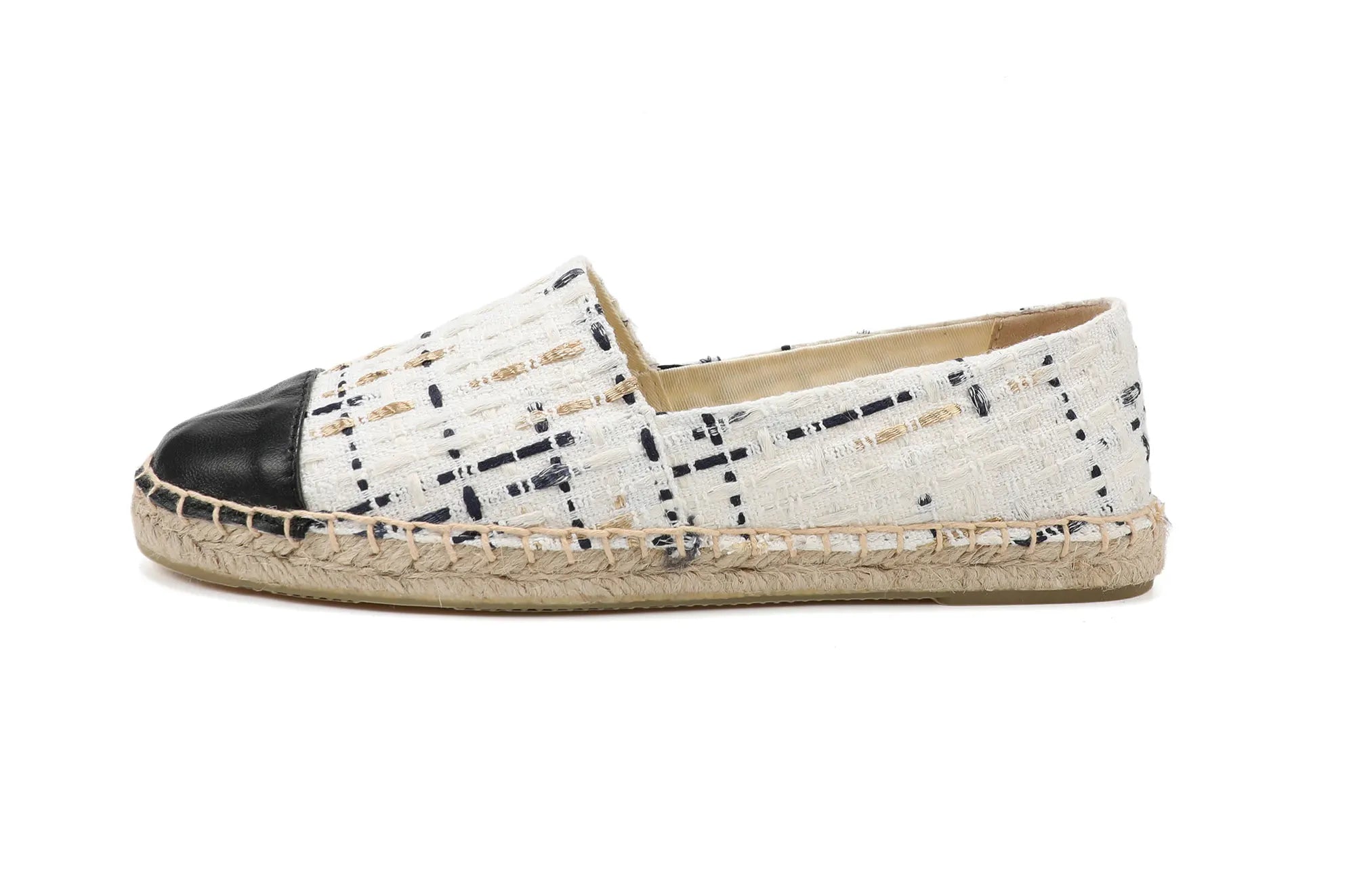 White espadrilles for women flat closed toe shoes
