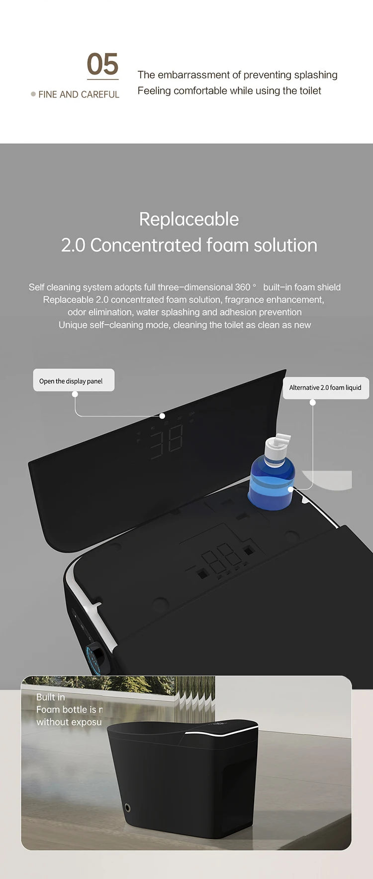 Modern Luxury Auto Sensor Flush European Bathroom Ceramic Automatic Wc Black Smart Toilet