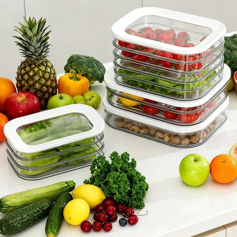 Meal Prep Containers Stackable Food Storage Boxes with Lid Meat Container for Fridge Bacon Lunch Meat Container for Refrigerator
