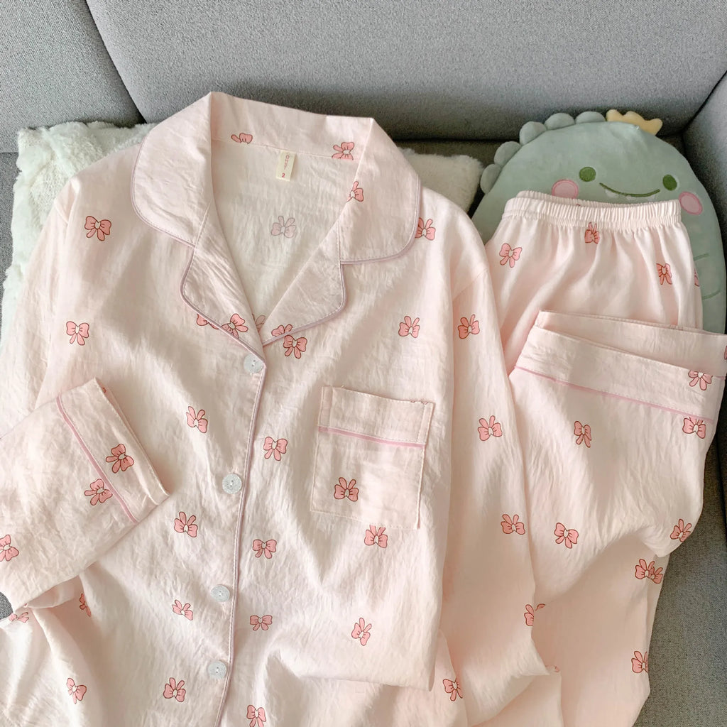 Spring/Autumn New Arrivals: Cloud-Print Cotton Long-Sleeved Pyjama Set for Women Adorable Sweetheart Style Nightwear Homewear Se