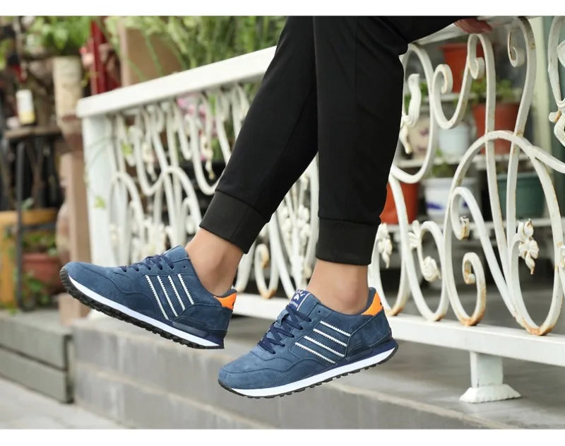 Sneakers for Men High Quality Suede Casual Shoes Luxury Tenis Shoes for Men Lace-up Flats Sport Running Shoes Кроссовки Мужские