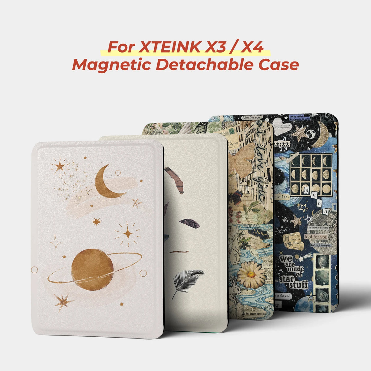 Twosheep Abstract Art Magnetic Detachable Case suit for XTEINK X3, XTEINK X4 Detachable Cover Clear TPU Back Shell Slim Guard
