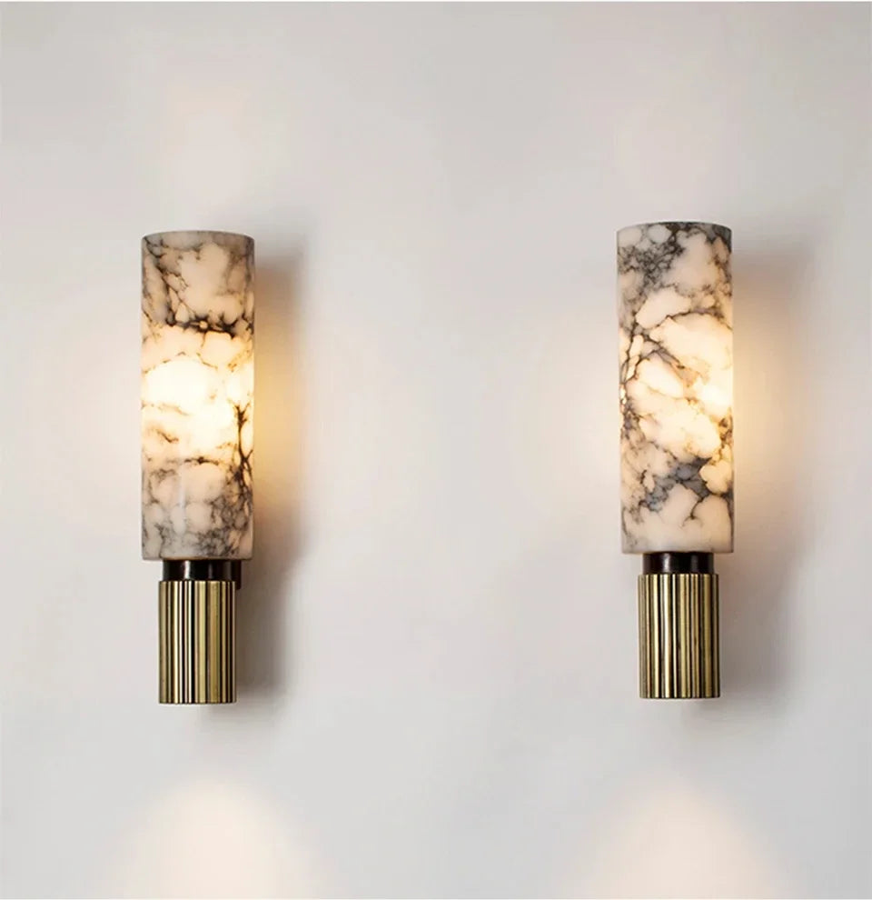 Luxury Natural Marble Wall Lamp Modern Black Cuboid Natural Stone Wall light Foyer Villa Aisle Corridor Bedroom Decoration Light