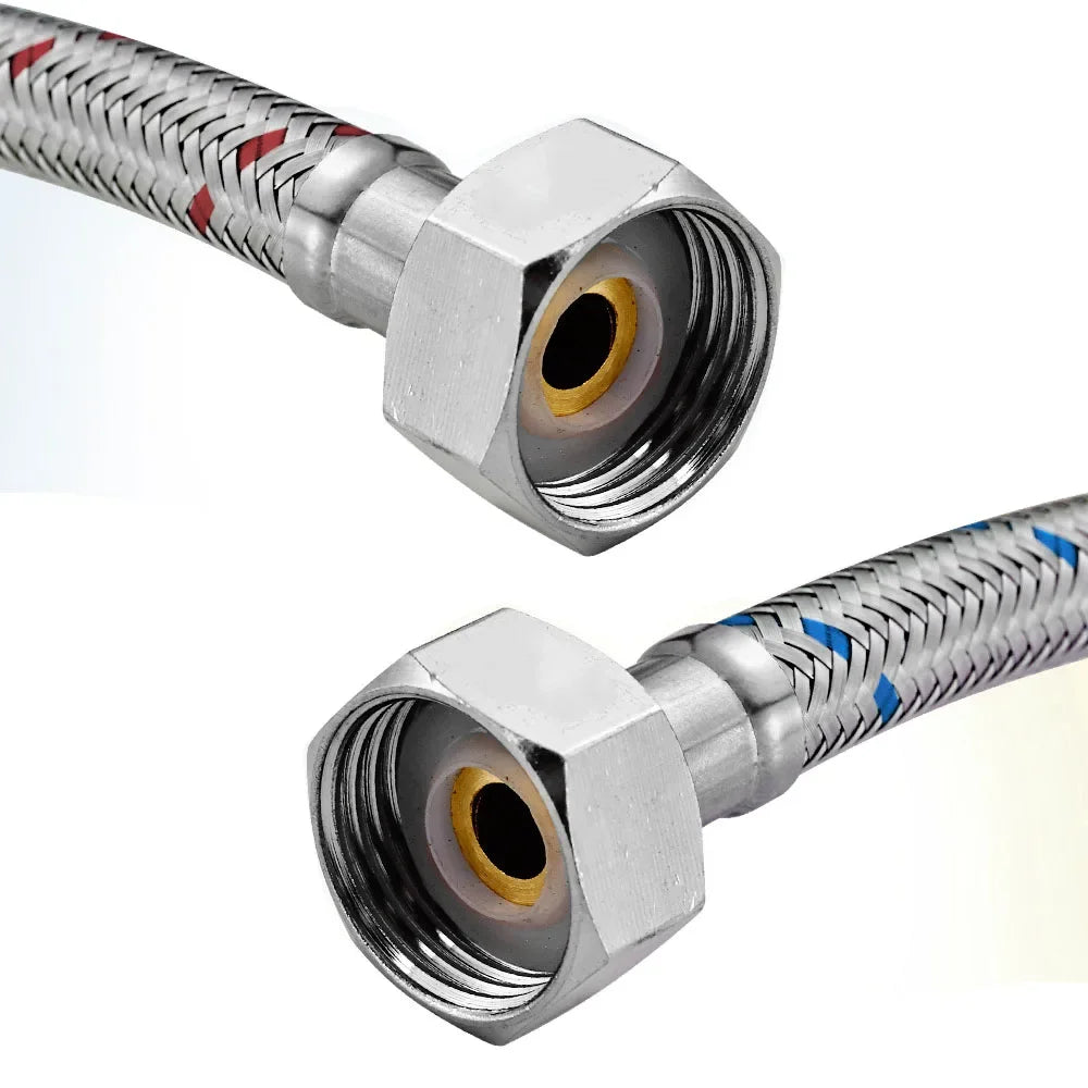 G1/2 G3/8 G9/16 60cm 1 Pair Hot and Cold Water Faucet Inlet Hose Heater Flexible Connecting Pipe Stainless Steel Faucet Pipe