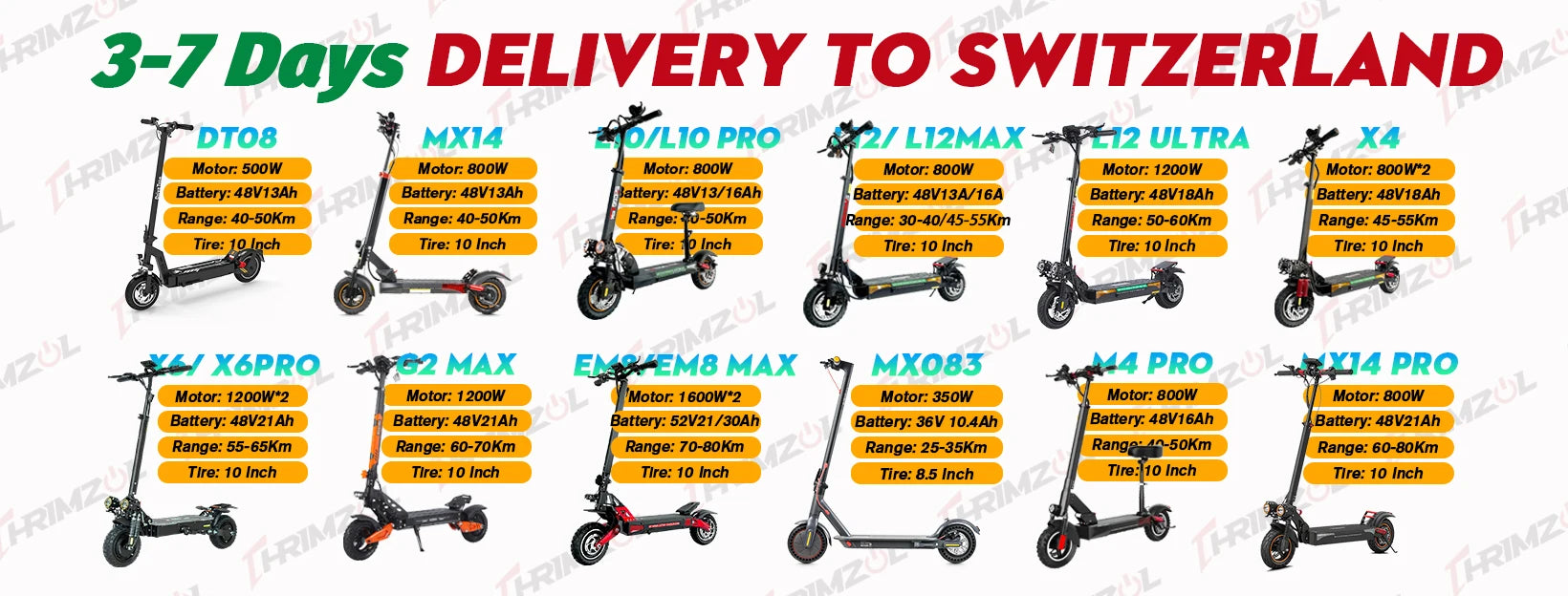 Thrimzol X4 Dual Motor Adult Off-Road Electric Scooter 48V 18AH Battery 60KM Range 150kg Max Load 3-7 Day Delivery