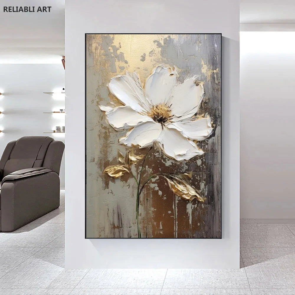 Modern Light Luxury Living Room Decor, Abstract Flower Art Posters,Home Decoration, Prints Canvas Wall Picture,Unframed