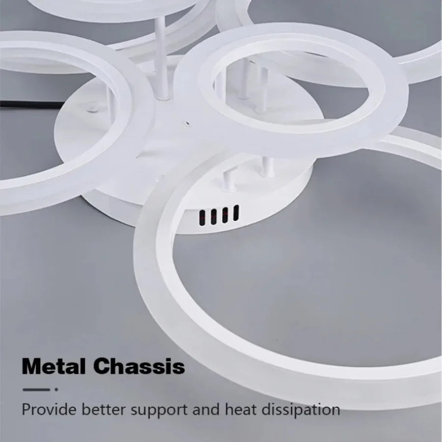 Modern Dimmable LED Ring Ceiling Lights Chandelier Indoor Home Decor Lighting Fixture for Living Dining Bedroom Study Room