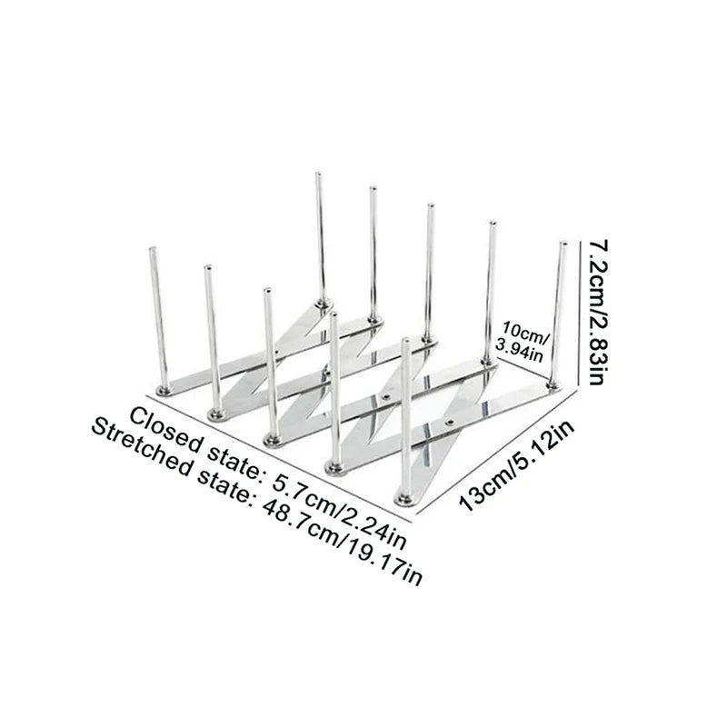 Retractable Foldable Stainless Steel Plate Dish Holder Shelf Pot Lid Rack Pan Lid Organizer Tableware Storage Kitchen Gadgets