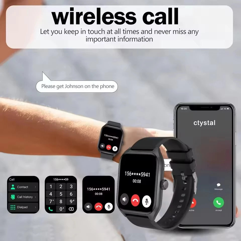 2026 New Smart Watch 2.01" HD Display Bluetooth Call Blood Oxygen Heart Rate Monitor Fitness Gift for Men Women