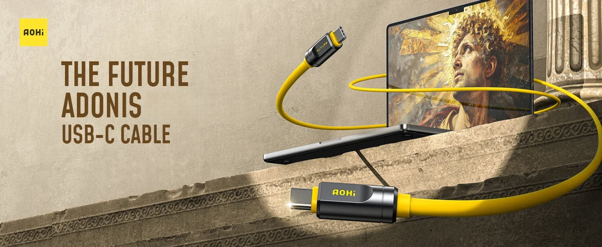 AOHI THE FUTURE  Adonis USB4 2.0  Type C Cable 240W Fast Charging 3.3FT (120Gbps/ 8K/ PD3.1) For MacBook For iPad