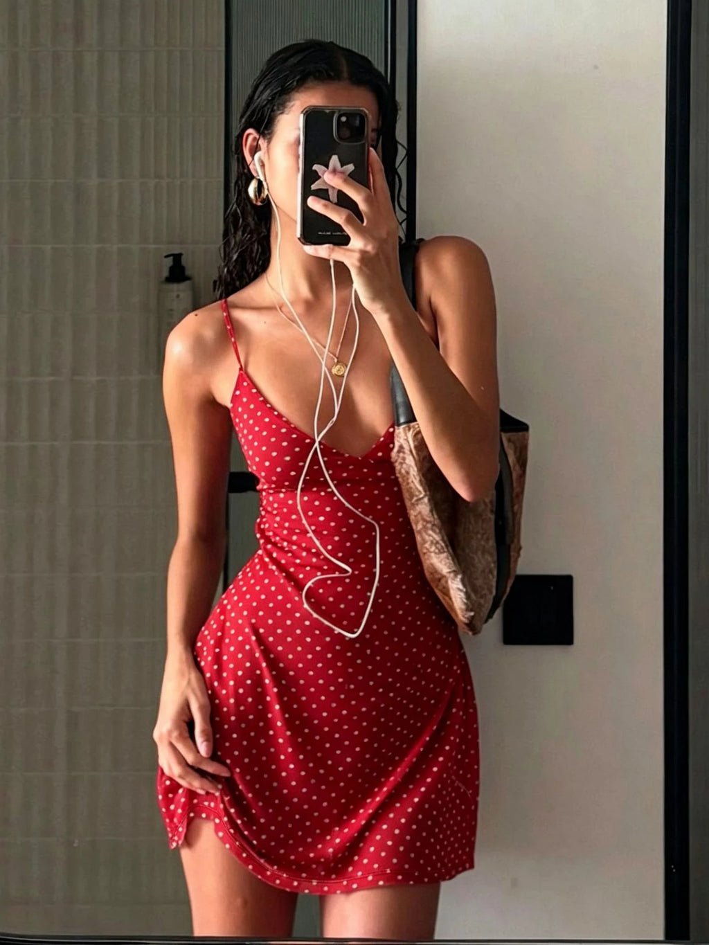 Summer Women's Dress Y2K Sweet Lady Fashion Street Women Dot Print Casual Simple Basic Sleeveless Dress Women's Chic