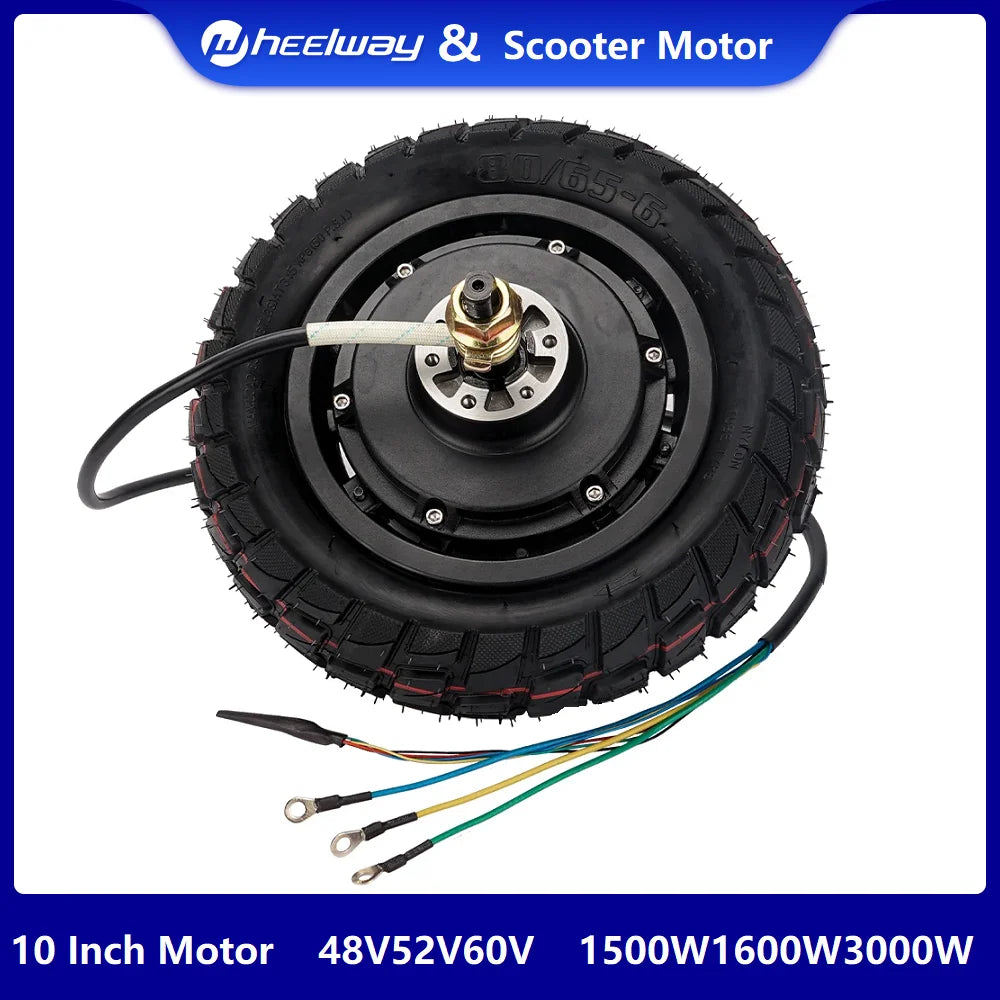 10 Inch Dual Drive Electric Motor 52V60V1600W3000W Powerful Electric Scooter Hub Motor Disc Brake Brushless Vacuum Tire E-Bike