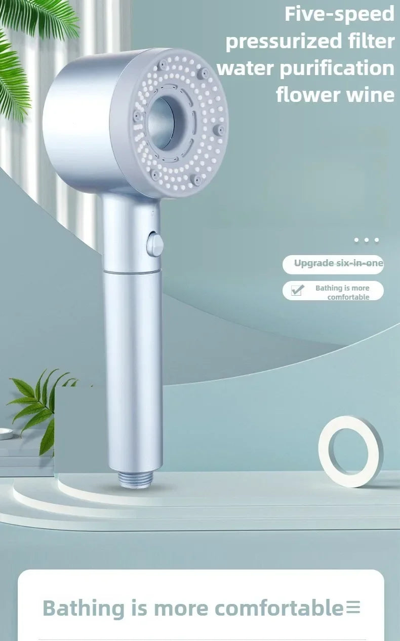 5 Modes Shower Head High Pressure Showerhead Portable Filter Rainfall Faucet Tap Bathroom Bath Home Bathroom Accessories