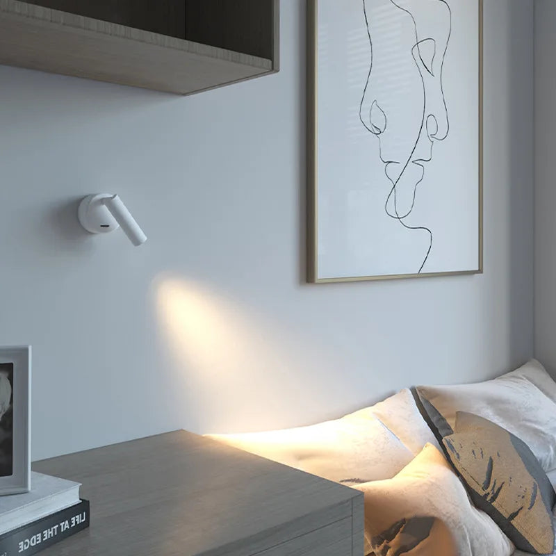 LED Wall Lamps with Switch Rotatable Adjust Aluminum 3W Spotlight Bedside Reading Light Hotel Bedroom RV Sconce Light Fixture