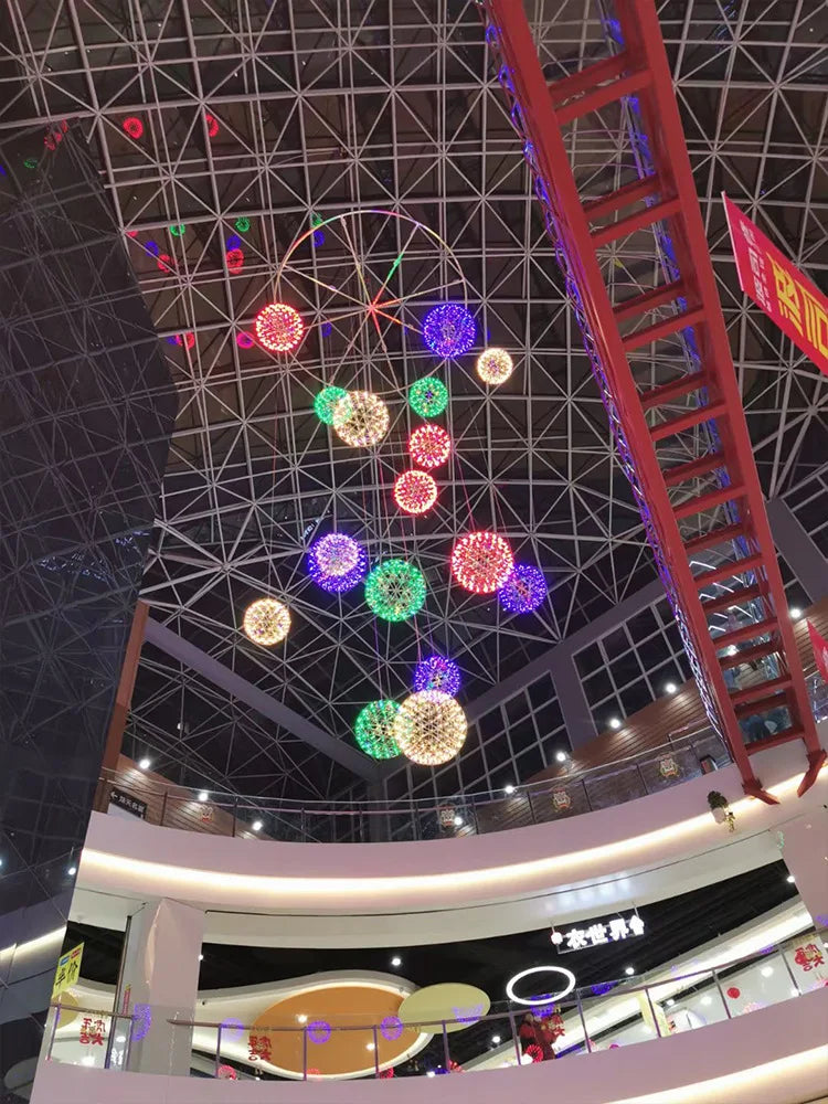 Stainless Steel Led Chandelier Light Shop Spark Ball Full Sky Star Milk Tea Restaurant Exclusive Network Bar Art Decoration Lamp