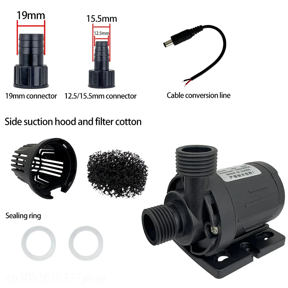 DC12/24V 960L/H Small Brushless Motor Submersible Pump for Fish Tank Circulation, Fish Pond Landscaping, Solar Water Pump