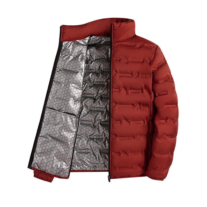 2025 Graphene Self-heating Down Jacket Men Solid Windproof Pleated Down Jackets Stand Collar Classical Warm Winter Jackets Male