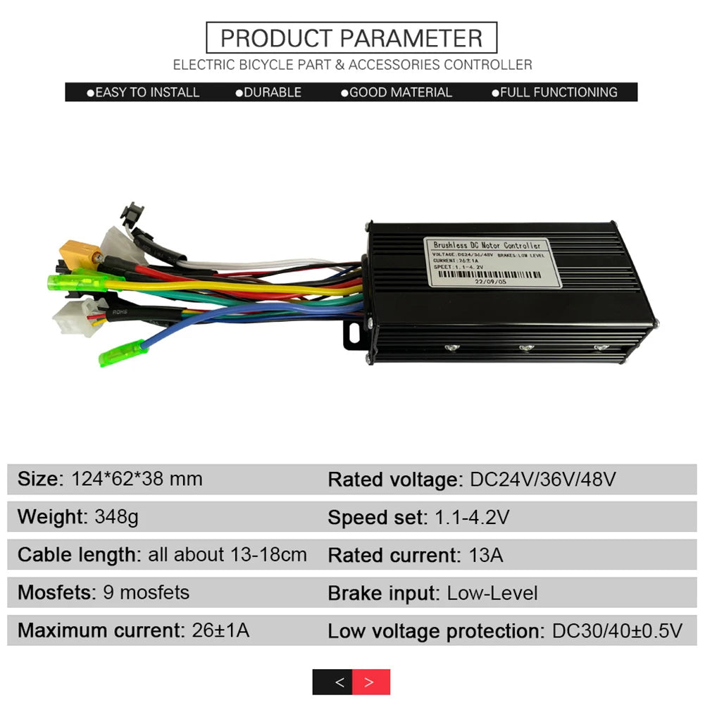 36/48V E-bike Sine Wave 26A 500/750W SM Three Mode Brushless Controller For Electric Bicycle Tricycle Ebike E-Scooter Parts