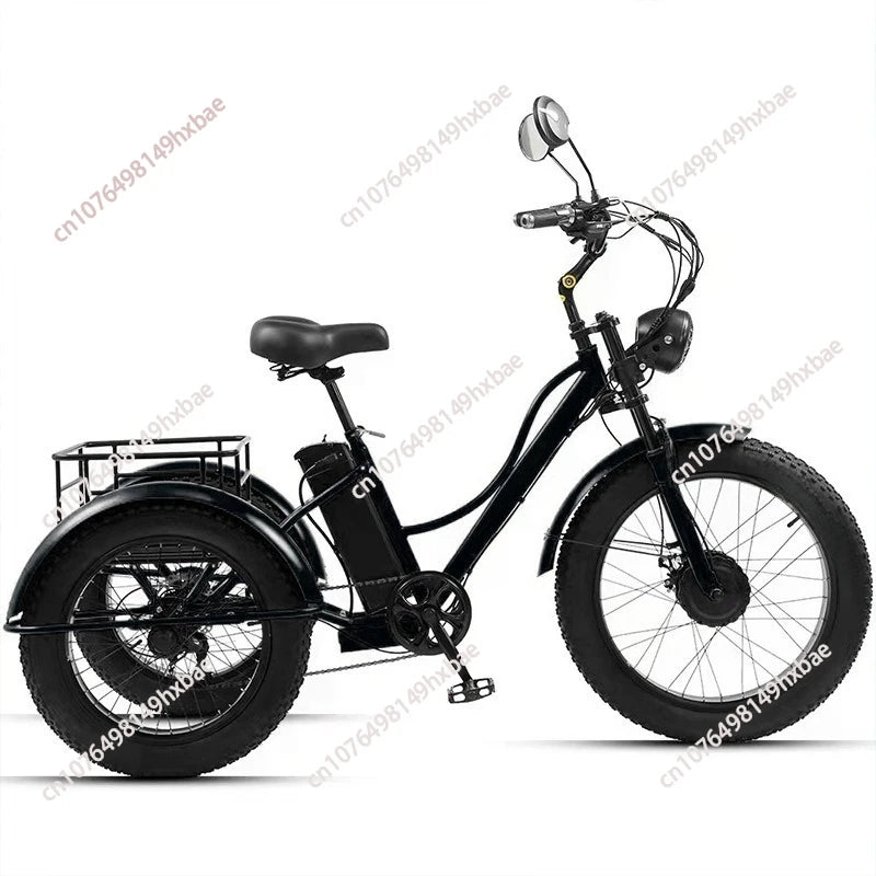 Electric Bike For Man 24-Inch 750W 48V Three Wheeled Electric Vehicle Fat Tire Pedal Powerful Electric Tricycle For Adults Elder