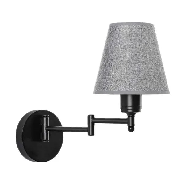 LED American Wall Lamp Folding Swing Arm US EU Plug Switch Fabric Bedroom Bedside Living Room Study Stairway Aisle Plug Light