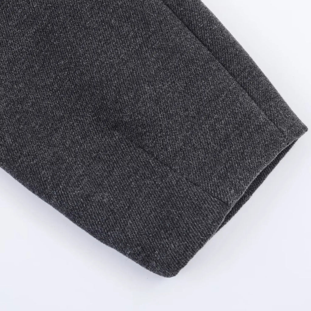 Ladies'Elegant High-End Grey Woolen Coat Women Stand Collar Single Breasted With Belt Long Coat Commut Casual High Street Coat