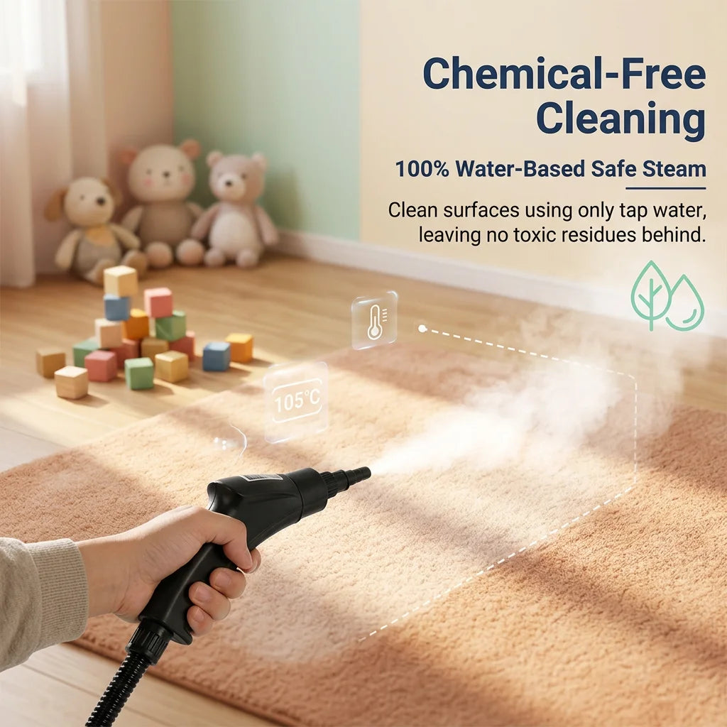 Home Steam Cleaning Machine 2500W Power 3BAR High Pressure 15s Quick Steam Generation 6‑Gear Steam Adjustment 1200CC Transparent Water Tank for Kitchen Bathroom Glass Tile Car Interior Complete Accessory Kit