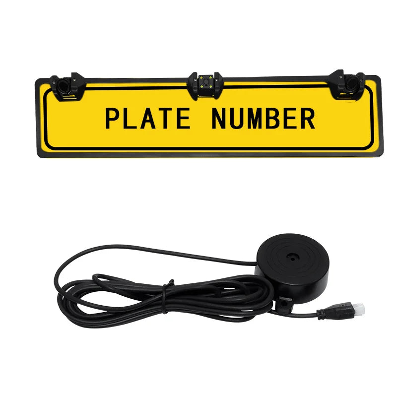 Car Camera 3in1  Parking Sensor European License Plate Frame Backup 4 LED Waterproof  Rear View Reversing Radar System