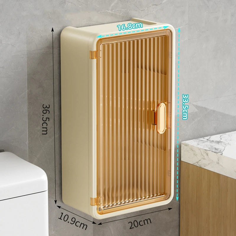 Large Bathroom Wall Mounted Waterproof Tissue Box Multifunctional Storage Rack Toiletries Storage Shampoo Organizer Multi-layer