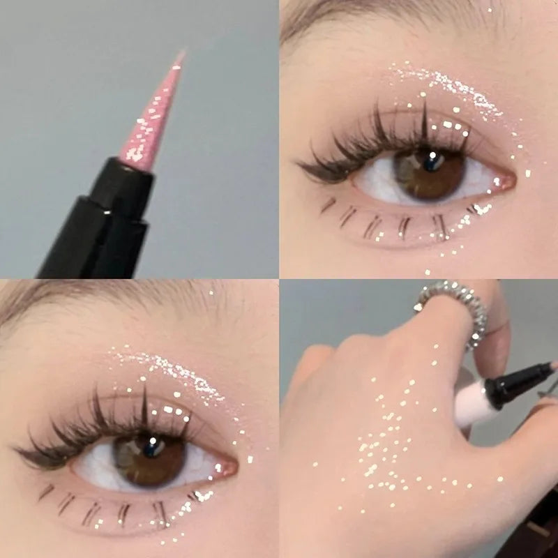 1Pc Glitter Eyeshadow Pen Matte Purple Diamond Eyeliner Pen Waterproof Highlight Brighten Silkworm Makeup Pencil Shiny Eyelids
