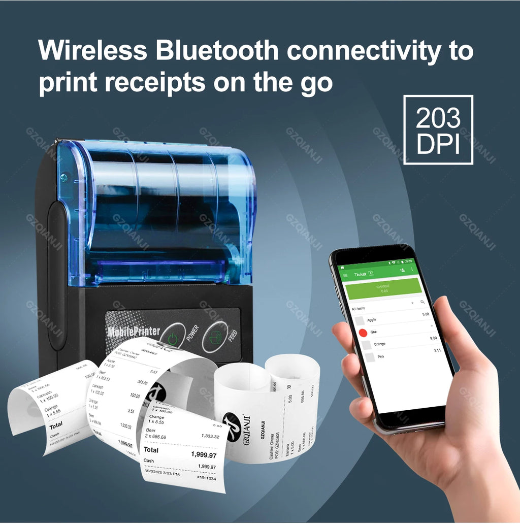 Mini Bluetooth Thermal Printer Wireless Protable 58mm Receipt Bill POS Printer Loyverse POS Free App on Android Small Business