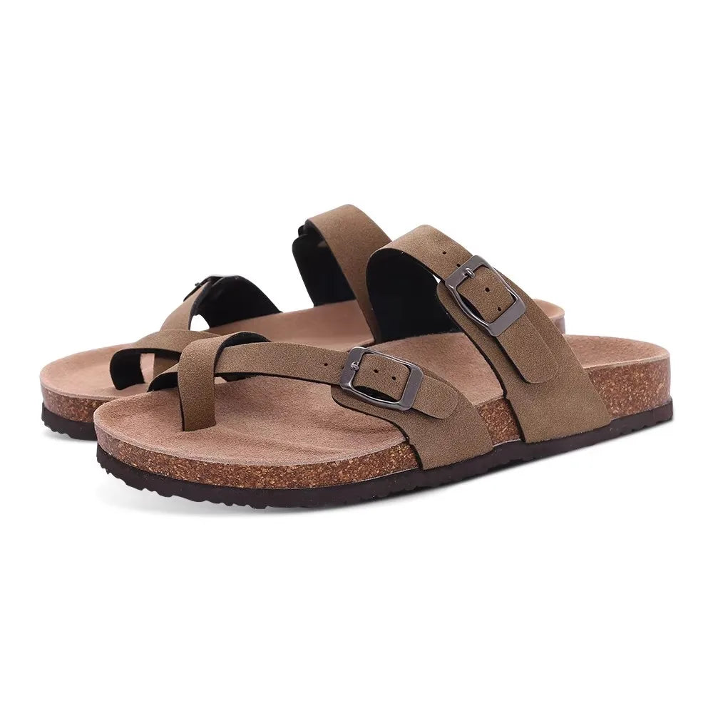 Crestar Womens Mens Sandals Fashion Adjustable Buckle Cork Footbed Slides Outdoor Beach Sliipers with Comfortable Arch Support