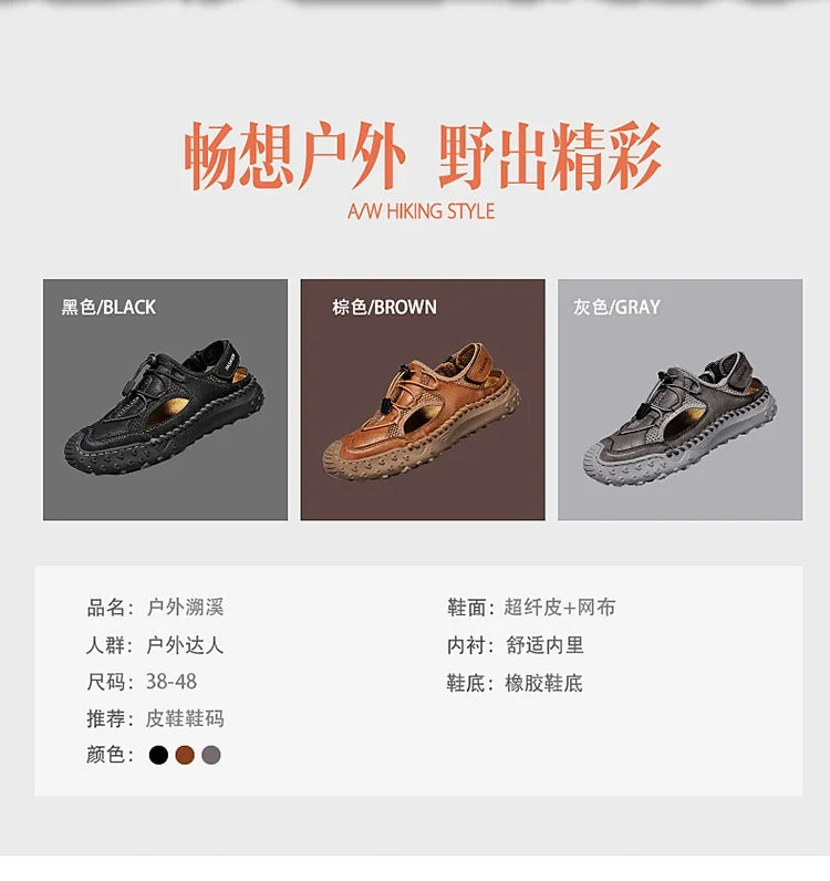 Summer Men Sandals Genuine Leather Mens Casual Shoes Outdoor Men Leather Sandals for Men Beach Shoes Roman mens Shoes