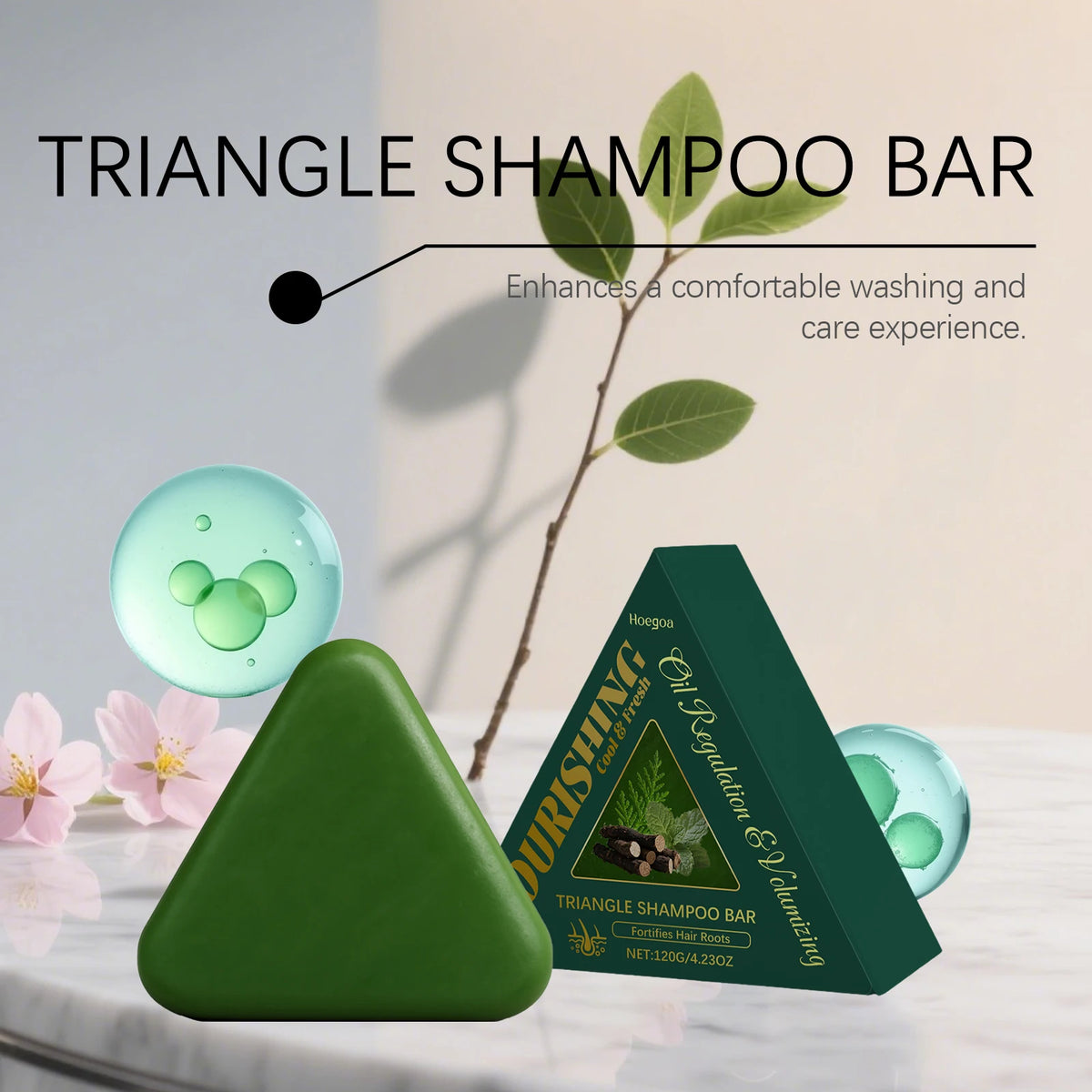 Triangle Green Hair Growth Soap Nourish Hair Roots Improve Dry Frizzy Damaged Hair Repair Regulate Grease Anti Hair Loss Shampoo