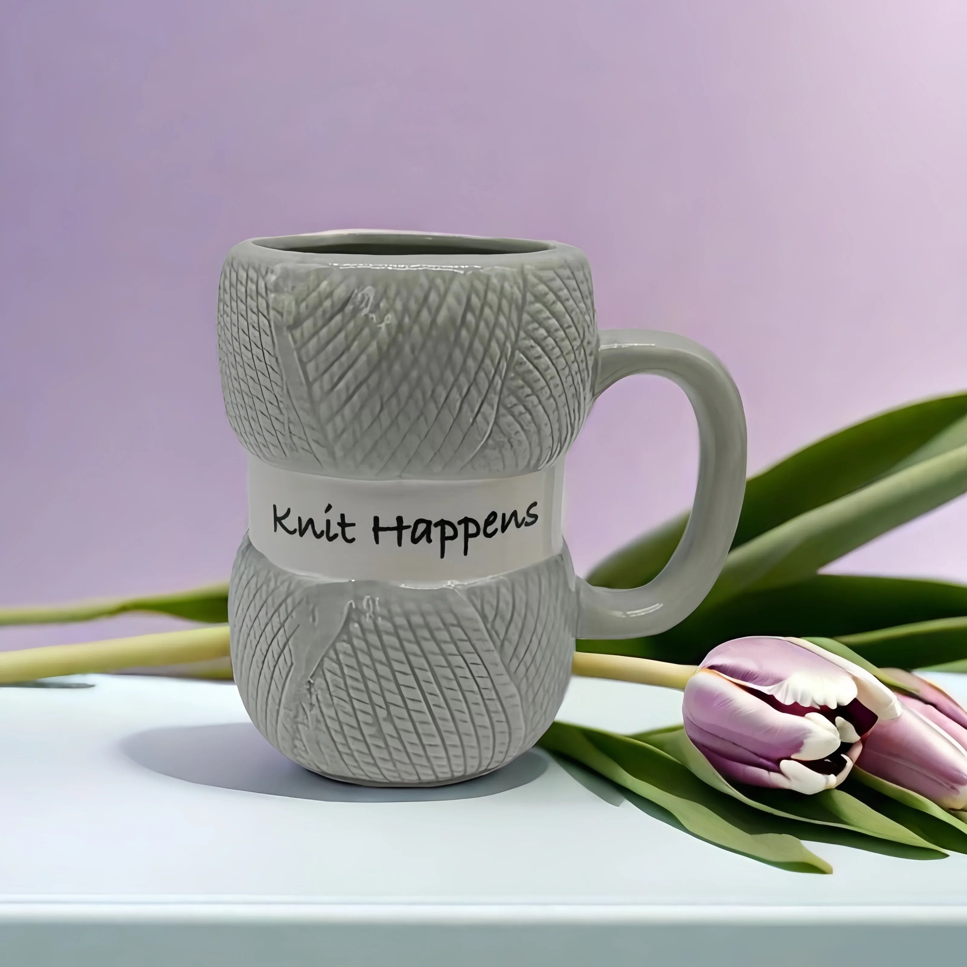 Unique Knitted Style Ceramic Coffee Cup, Embossed Creative Breakfast Cup and Milk Cup, Anti Scald Fun Family Holiday Gift