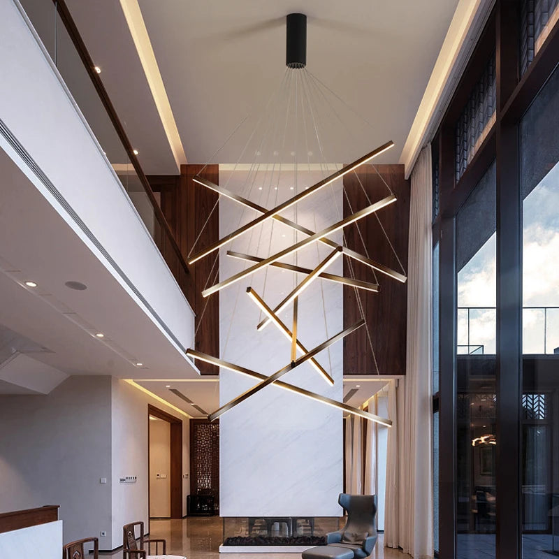 Modern LED Ceiling Chandelier Stair Living Room Pendant Lamp Kitchen Hall Hanging Light Indoor Home Decoration Lighting Fixture