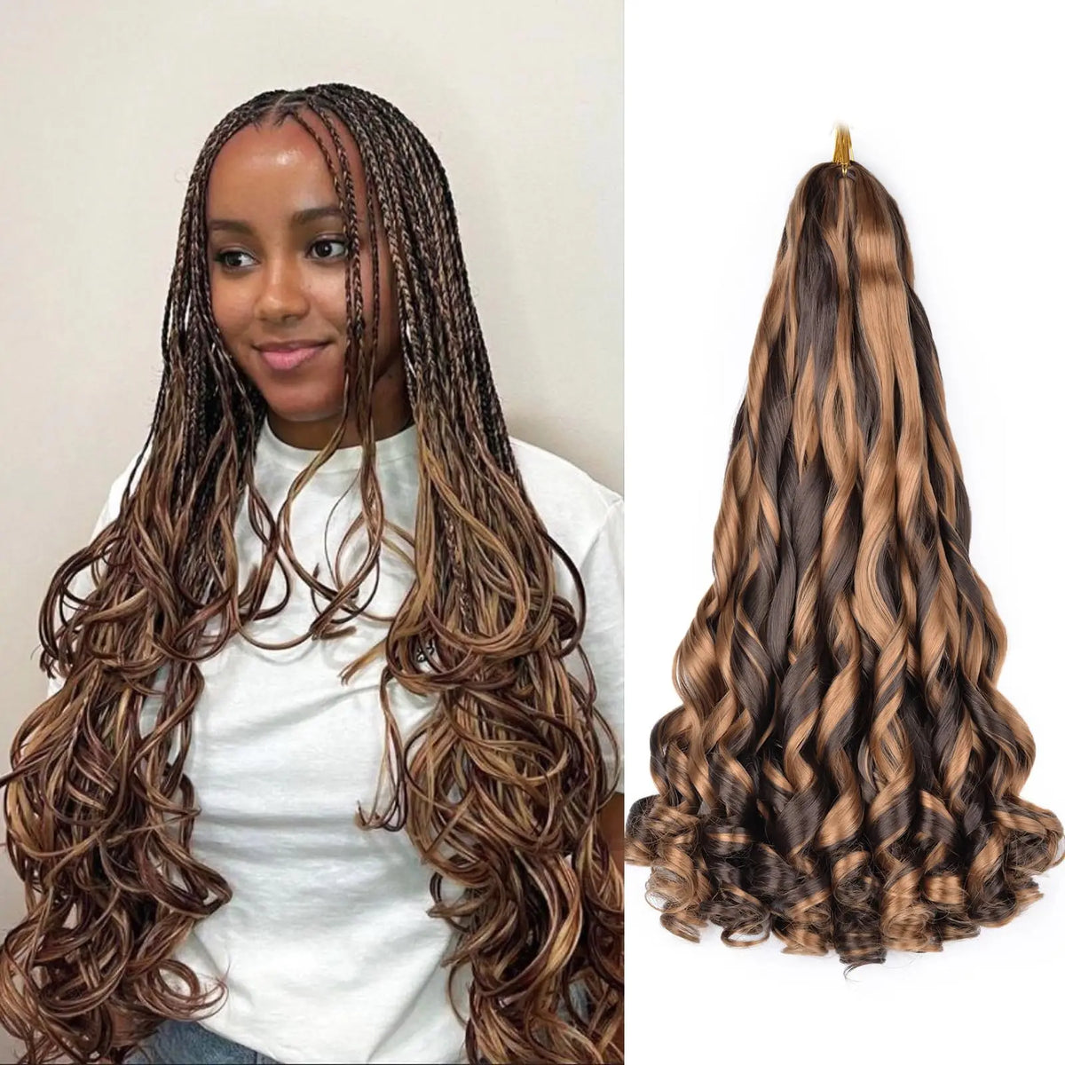 16Inch French Curls Braiding Hair Synthetic Spiral Curls Braids Hair Extensions Pre Stretched Loose Wave Braiding Hair For Women