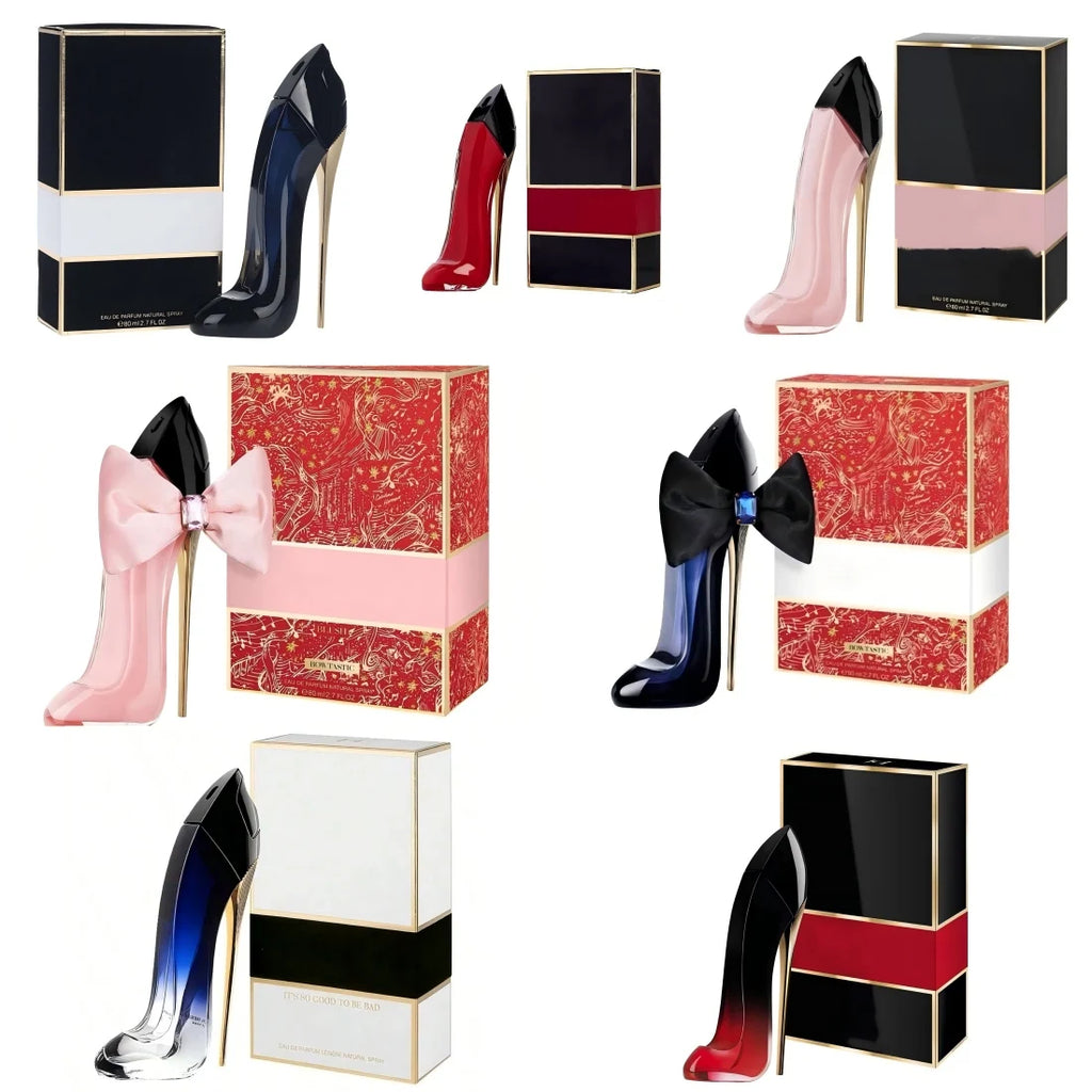Seven ladies perfume, including Good Girl Blush and Very Good Girl, spray, 80ml, with long-lasting flower and fruit fragrance, elegant and unique, lasting fragrance, suitable for any venue, the best choice for giving ladies g