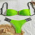 2025 New European and American Color Match Sexy Tie Bikini Swimsuit Women's Three-point Beach Hot Spring Swimsuit