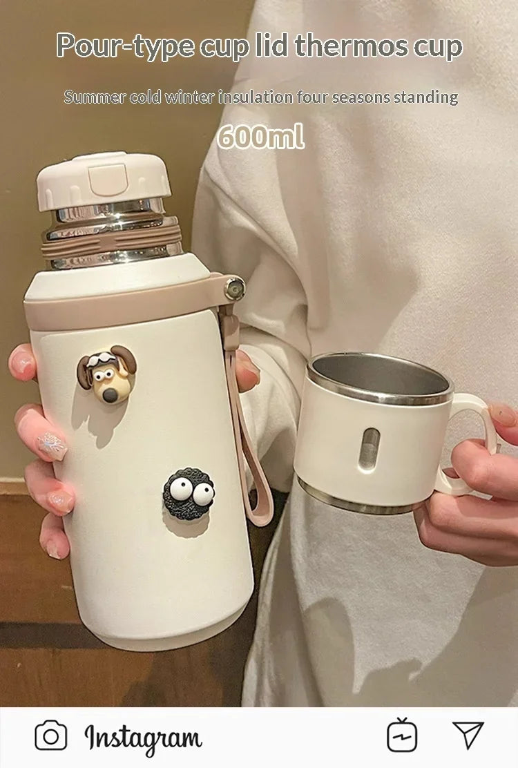 316 Stainless Steel 600ml Coffee Cup Travel Thermal Mug Leak-Proof Thermos Bottle Tea Coffee Mug Office Business Style Thermos L