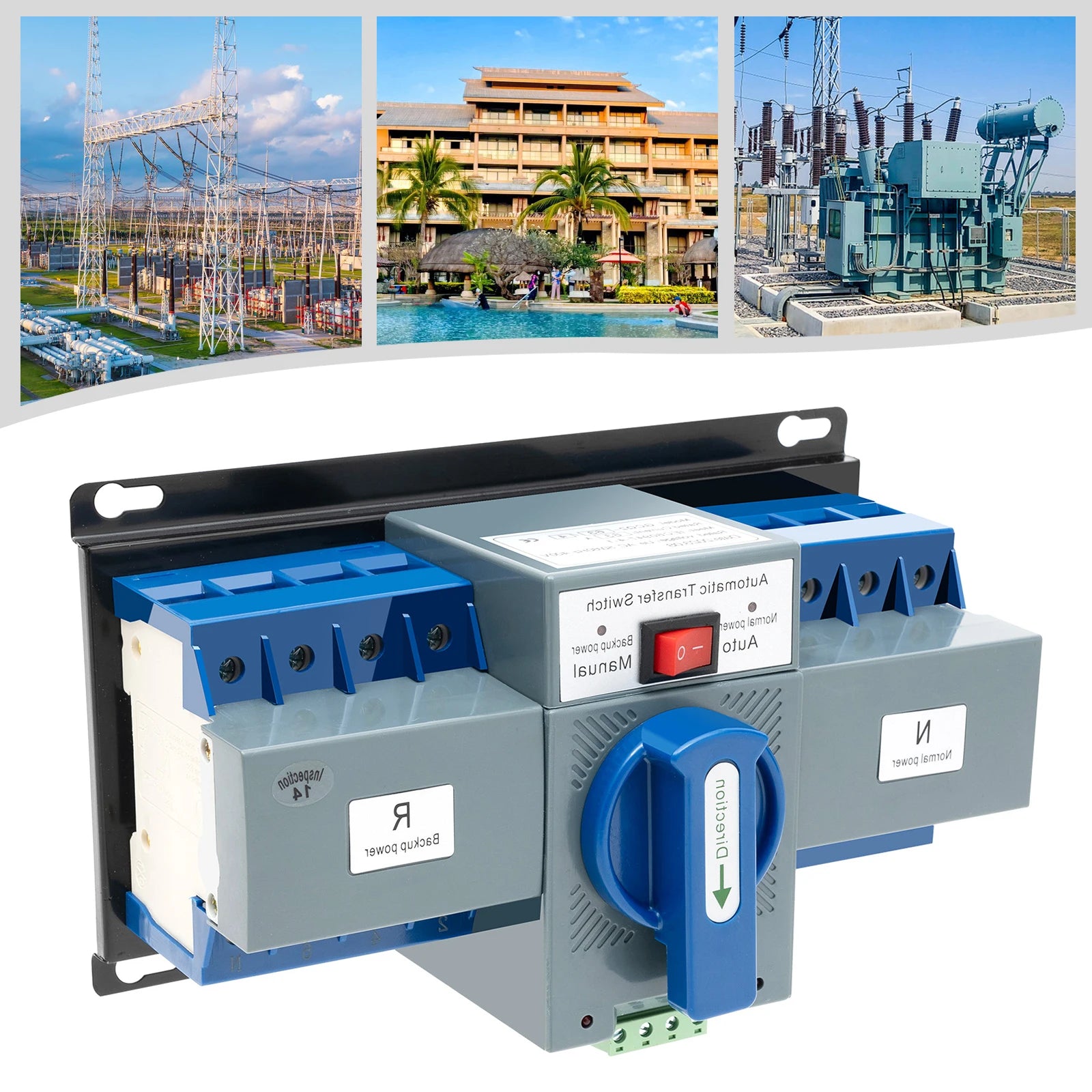 4P 63A 220V Dual Power Automatic Transfer Switch Manual/Auto Uninterruptible Emergency Power Supply Change-Over Switch -CB Level