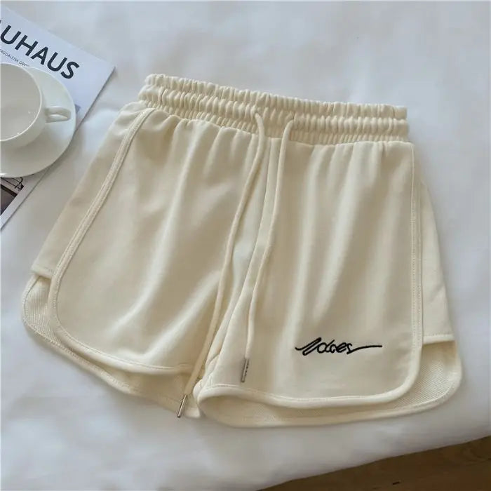 2026 Women Comfortable Loose Wide-legged Embroidered Drawstring A Pants Slim Waist Slim Fit Casual Home Versatile Sports Shorts