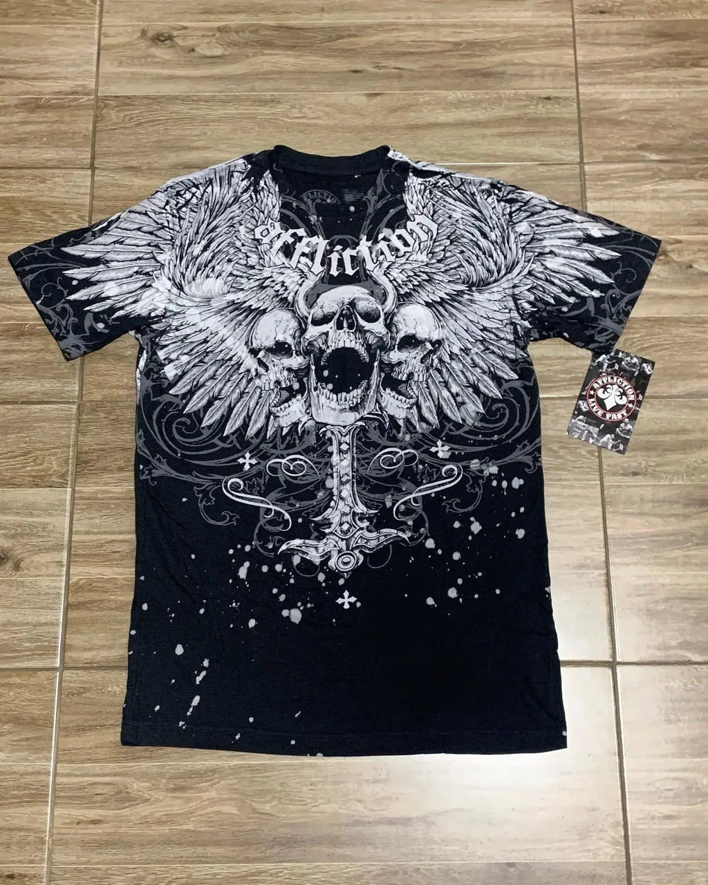 Affliction New Men Polo shirt Skull Graphic Harajuku Round Neck Oversized T Shirt Short Sleeve Tops Gothic Clothing Street Wear